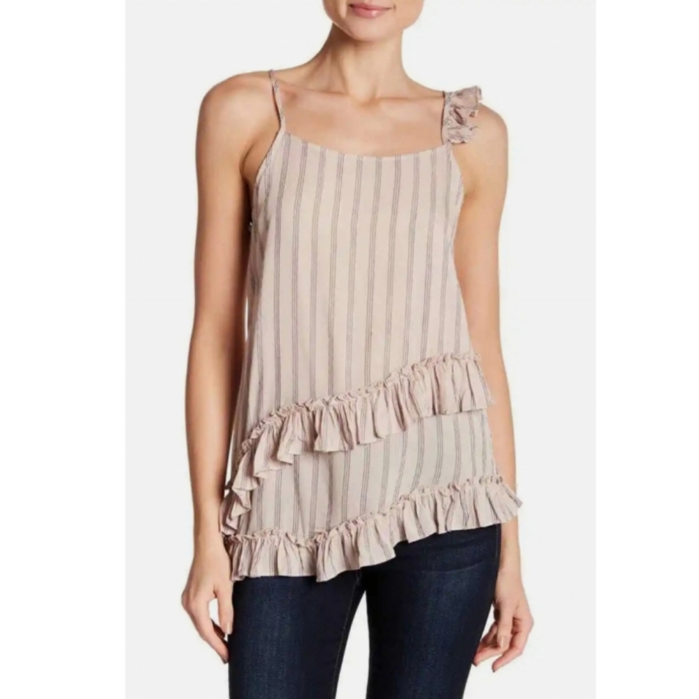 Ro & De Women Asymmetric Ruffled Cami Tank‎ Top